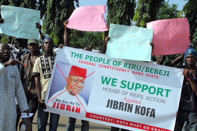 Photos: Youth organization from Abdulmumin Jibrin's constituency protest against him, calls for his recall 