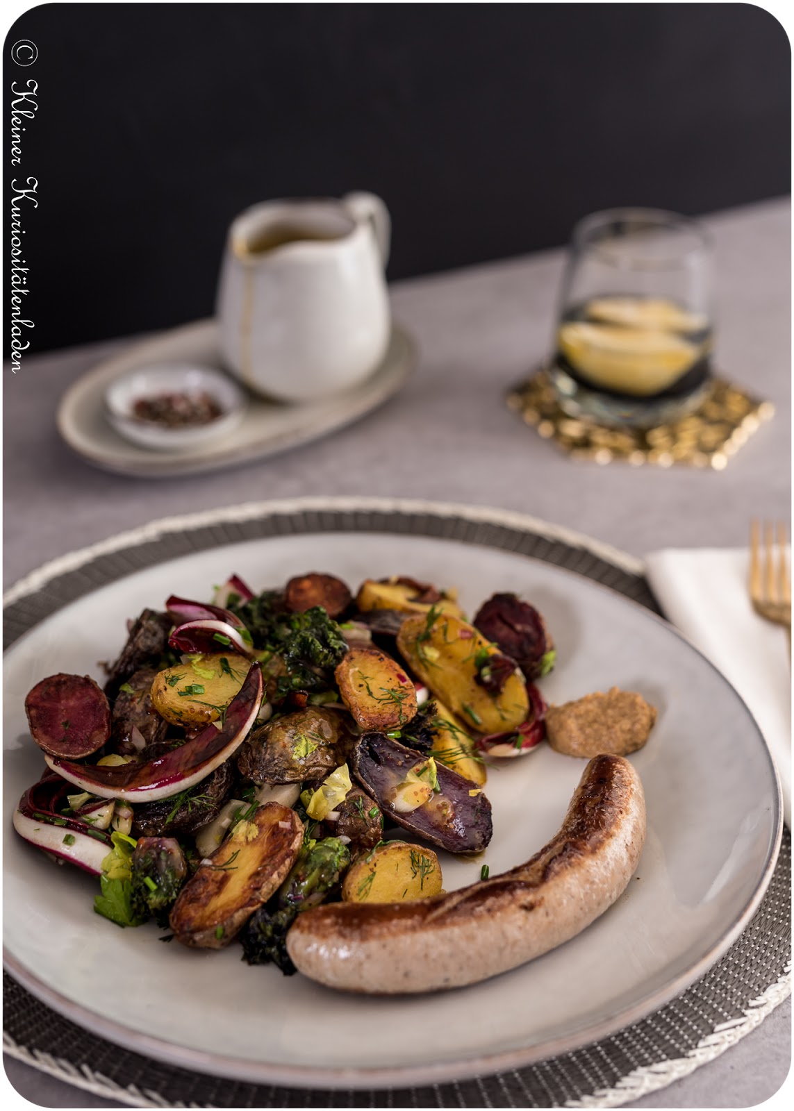 Röstkartoffelsalat mit Flower Sprouts und Radicchio