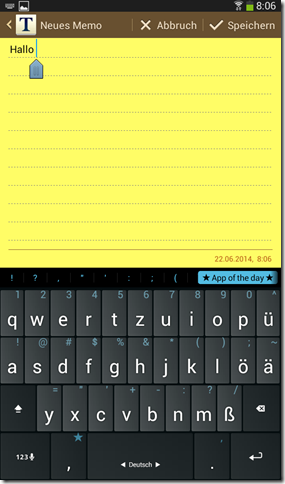 Multiling Tastatur auf Samsung GALAXY Tab 3