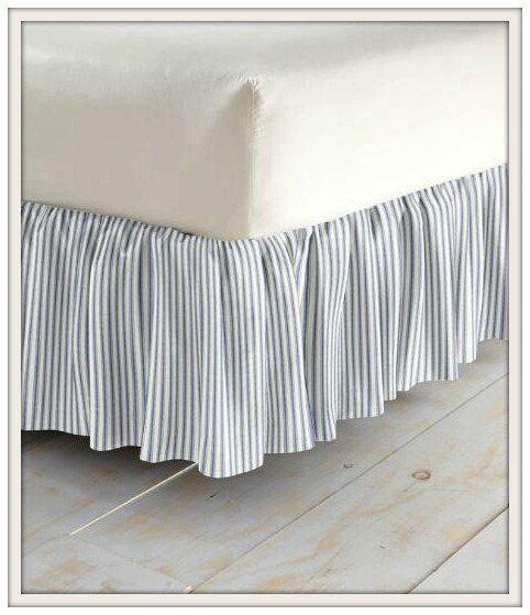 Master Bedroom-New House-Makeover-Navy-Ticking Stripe-Bedskirt-From My Front Porch To Yours
