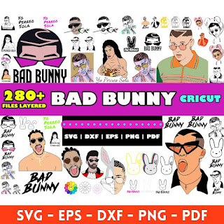 Bad Bunny Baby Benito mega big bundle svg png clipart vector Cricut Silhouette Cut File