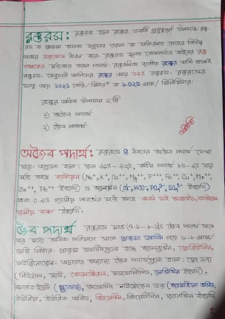 ৯ম ও ১০ম শ্রেণির জীব বিজ্ঞানের ৬ অধ্যায়ের হ্যান্ড নোট