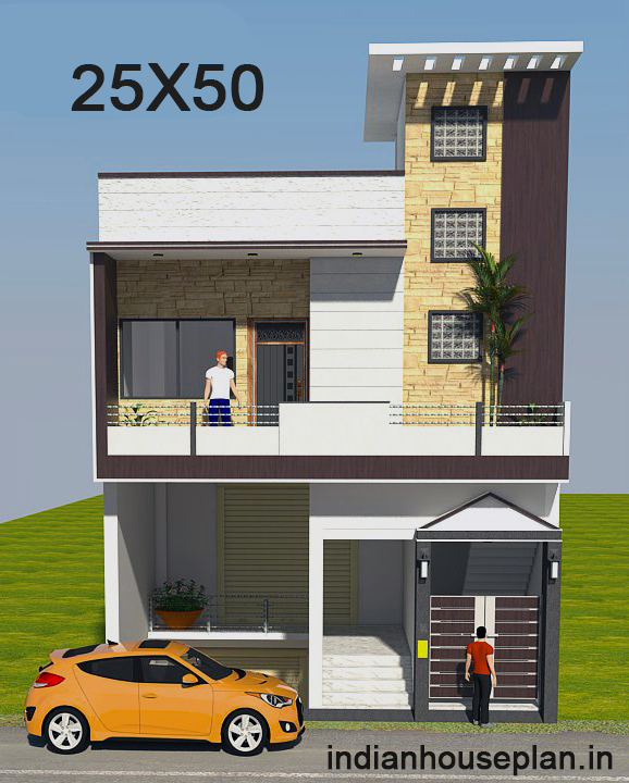 25X50 Indian House Plan With Front Elevation