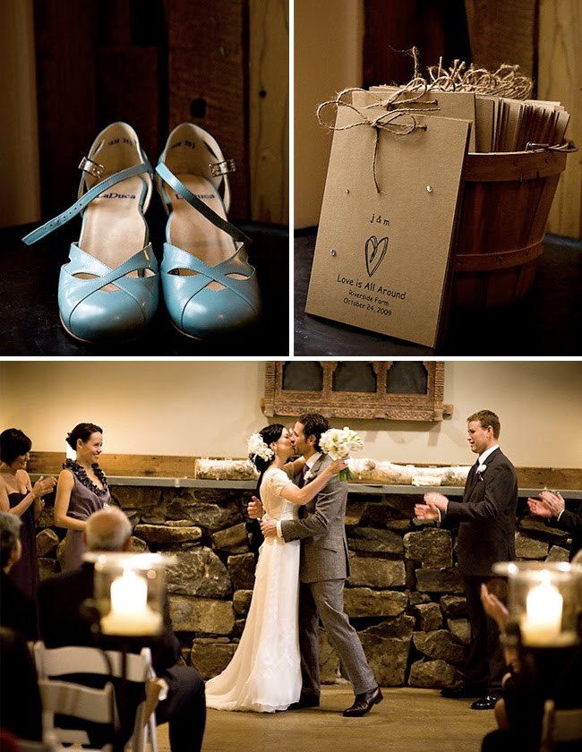 indoor wedding ceremony blue shoes A fun detail about the ceremony from 
