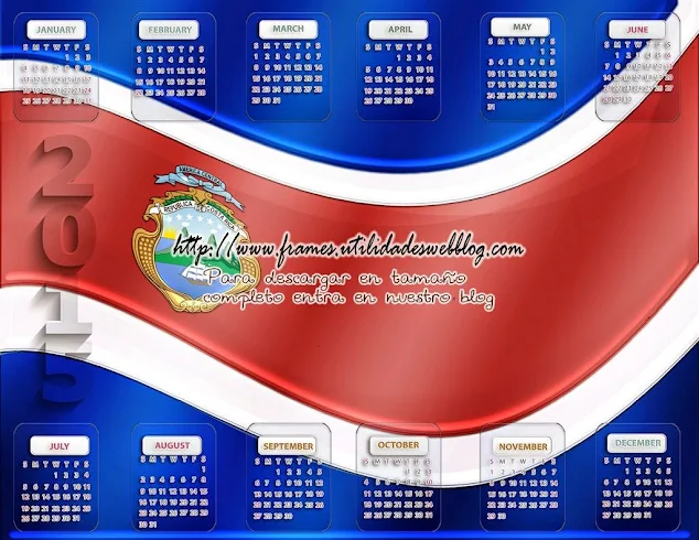 Calendario con la bandera de Costa Rica