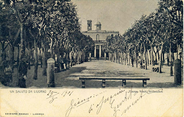 Old postcard, piazza XX Settembre, Livorno