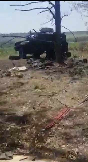 two Mamba APCs of the self-styled Armed Forces of Ukraine (AFU), Zelensky regime, near completely destroyed in action