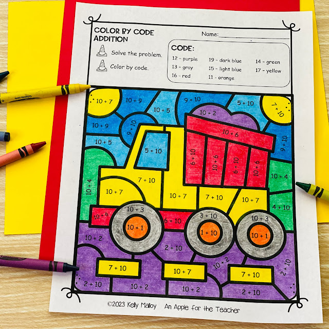 Rev Up Math Facts Skills with Transportation-Themed Addition Color by Number Worksheets