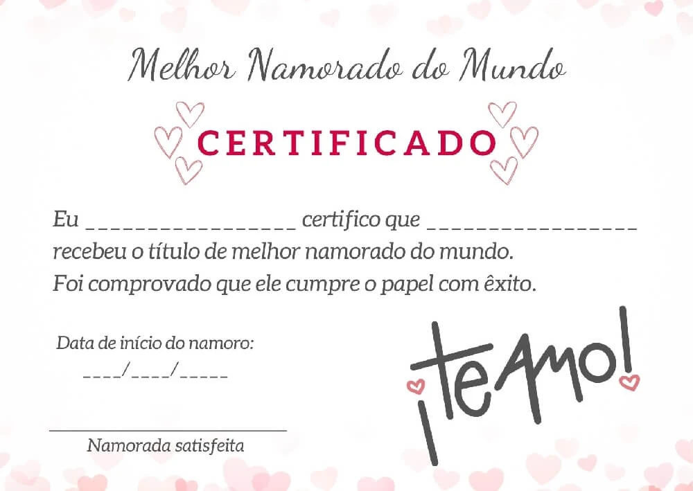 Certificados de Melhor Namorado do Mundo: como surpreender o seu amor no Dia dos Namorados