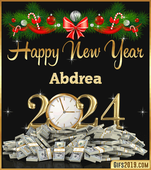 Happy New Year 2024 gif wishes animated for Abdrea