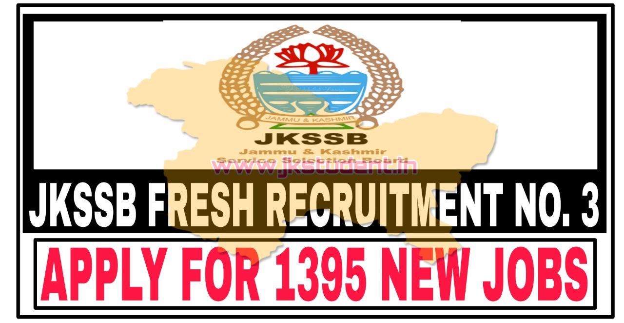 JKSSB, JPBS,Govt Jobs, Jkssb fresh 1395 job posts, jkssb vlw job posts