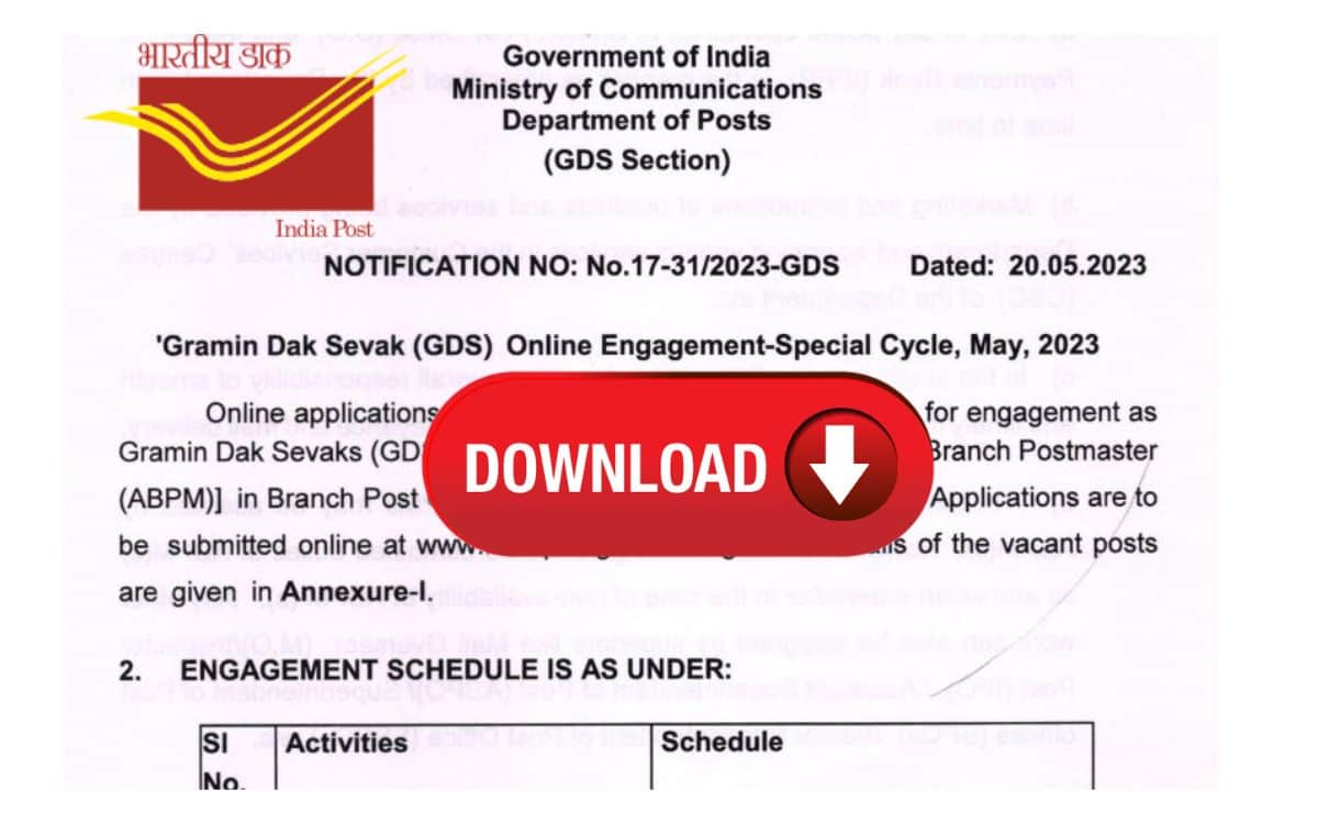 Post Office Recruitment advertisement pdf