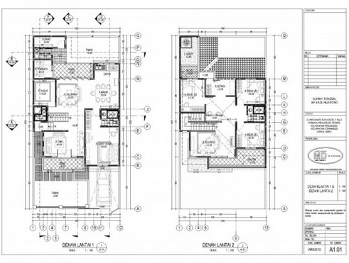 Desain Denah Rumah Minimalis 2 Lantai type 100