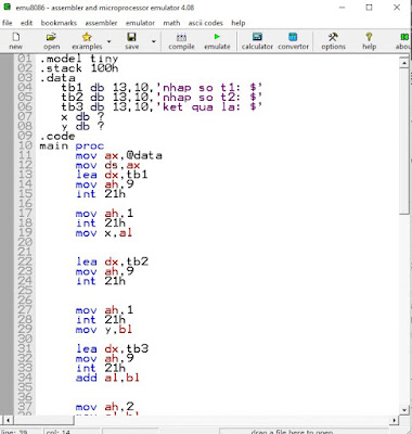 Tổng hợp lời giải bài tập lập trình emu8086 cho môn kỹ thuật vi xử lý từ a-z
