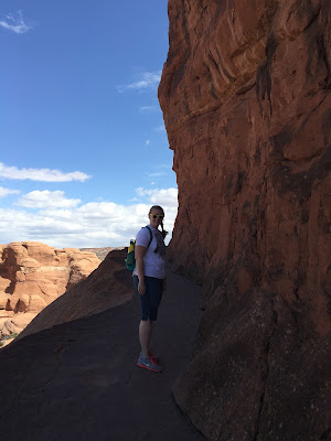 Meagan on the ledge portion of the trail