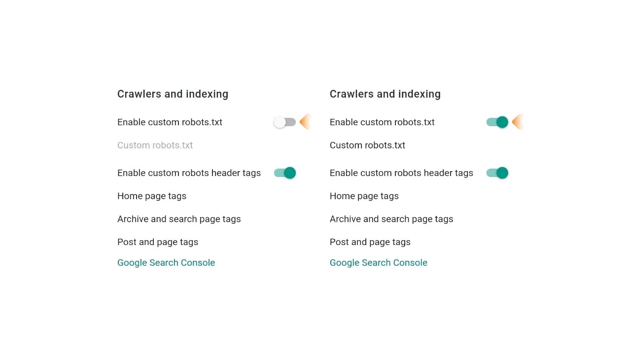 Click the Disable button to enable custom robots.txt