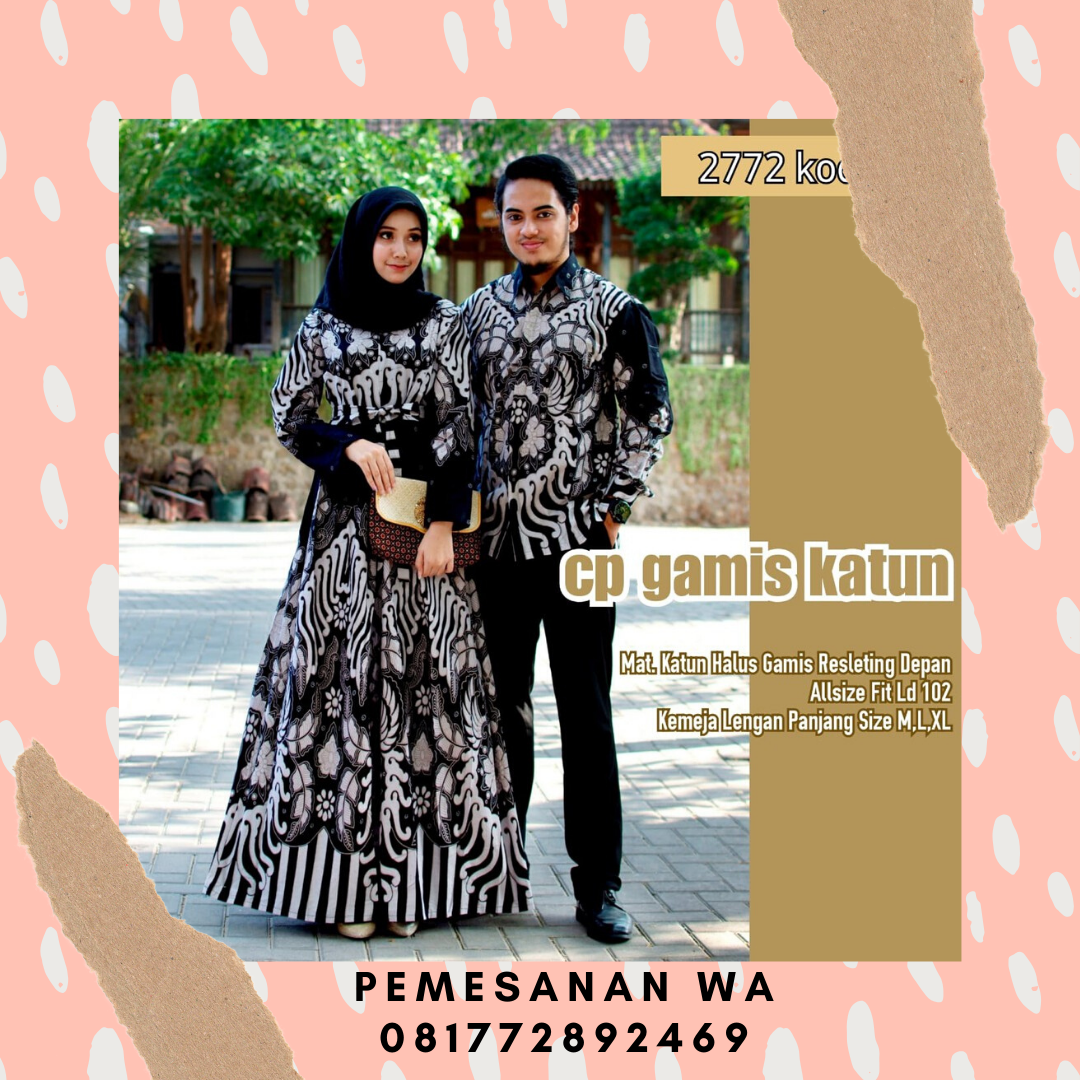 Model Baju Gamis  Batik  Couple Sarimbit Katun Kombinasi  