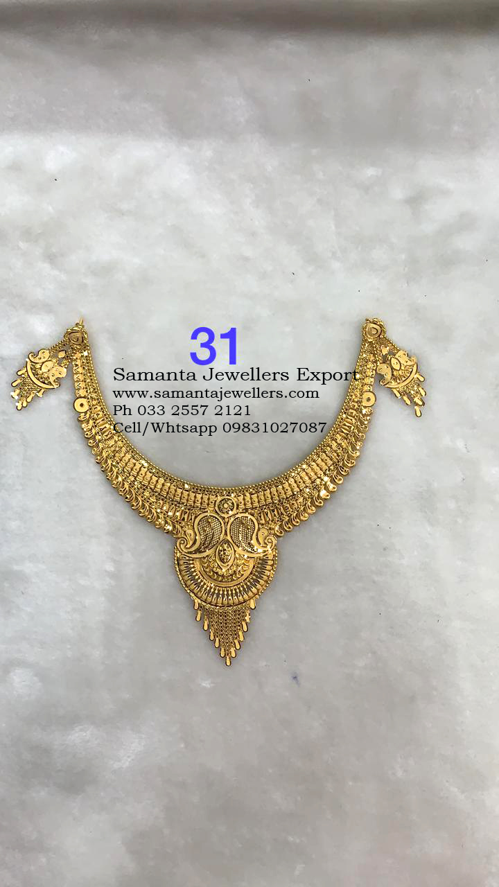 latest 22kt light weight gold necklace designs with weight , necklace for bridal wedding