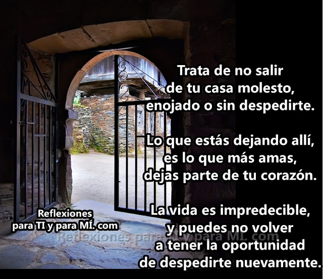 La vida es impredecible,  y puedes no volver a tener la oportunidad de despedirte nuevamente.