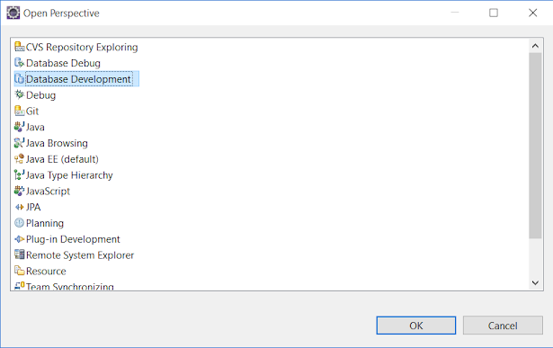 Step 1 - How to open Database Development Perspective in Eclipse