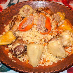 Плов с фаршированным перцем (дулмали палов)