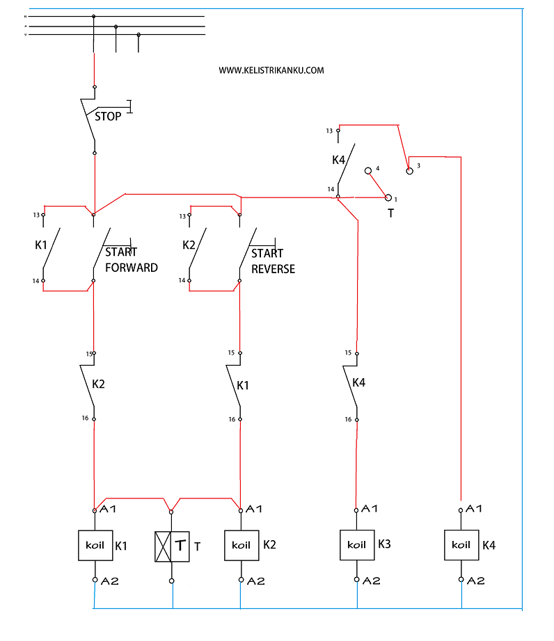 Membuat Rangkaian kontrol Motor listrik 3 fasa dua arah ...