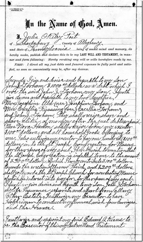 Julia OReilly Will page 1
