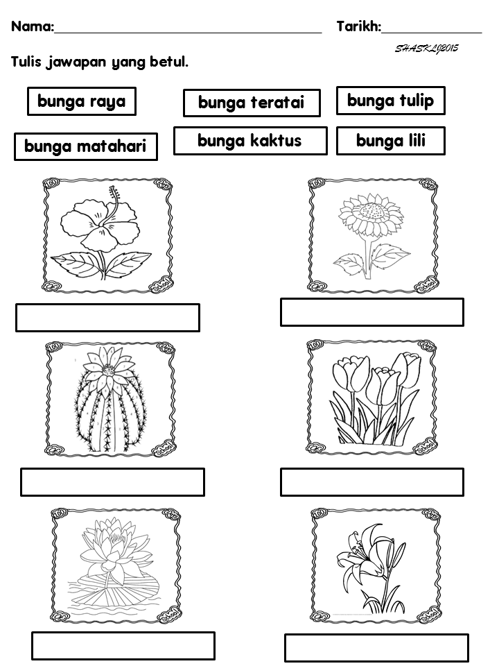 PRA SEKOLAH S K LONG JAAFAR: Lembaran Kerja Bunga
