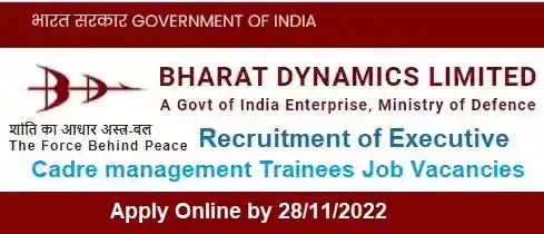 Bharat Dynamics Executive Management Trainee Job Vacancy Recruitment 2022
