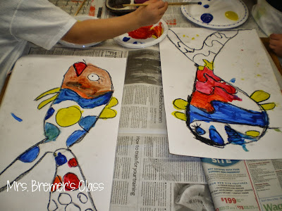 Art activity lesson to learn about color mixing and the color wheel in Kindergarten