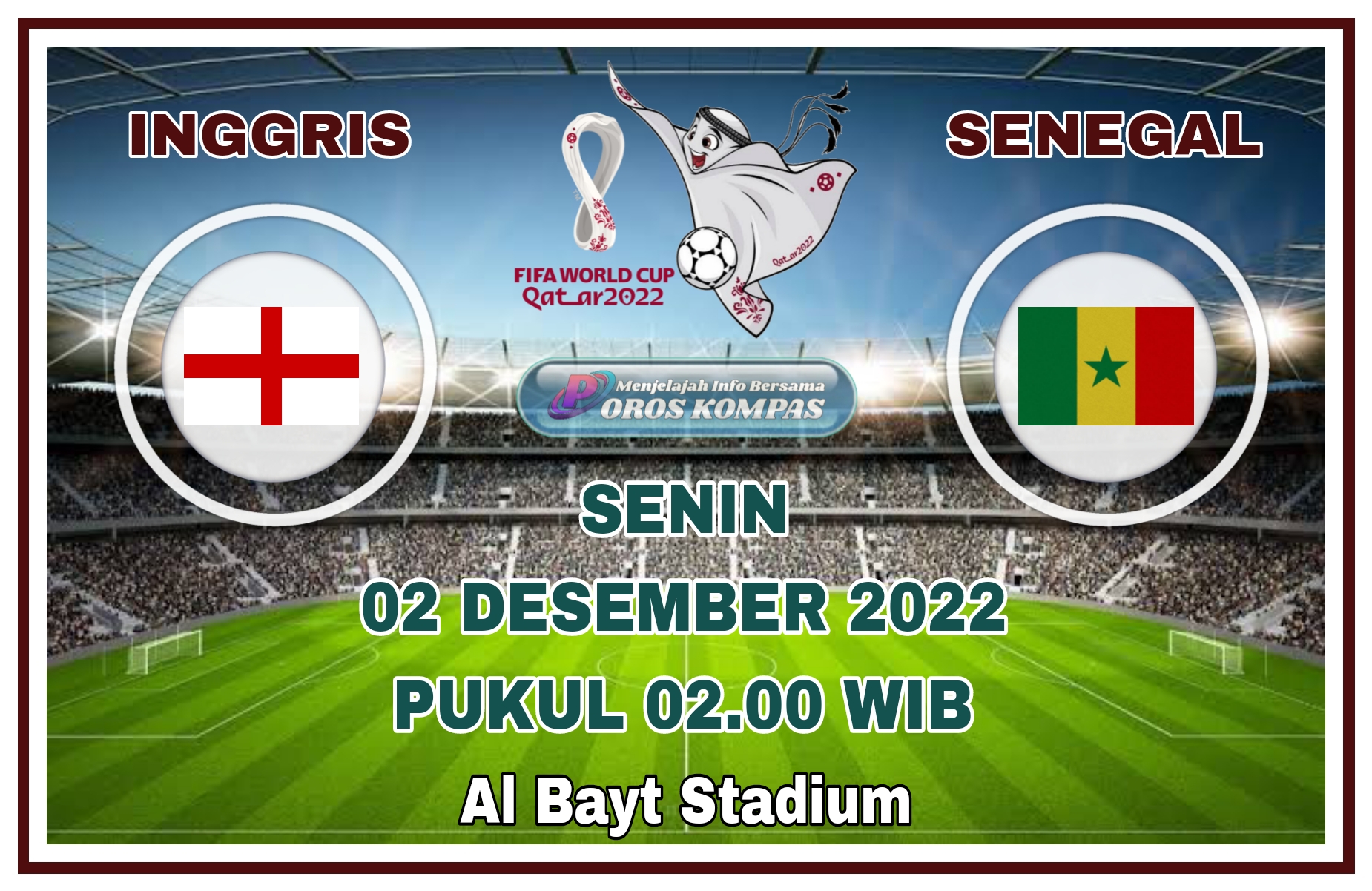 Timnas Inggris vs Senegal Live di SCTV