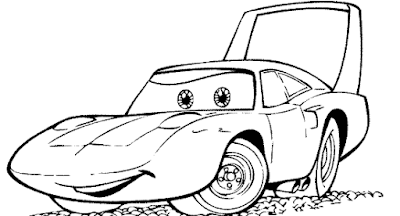 Gambar kartun cars hitam putih