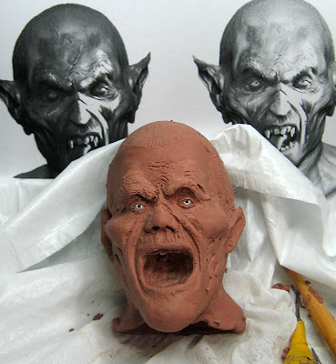 Dracula head sculpture