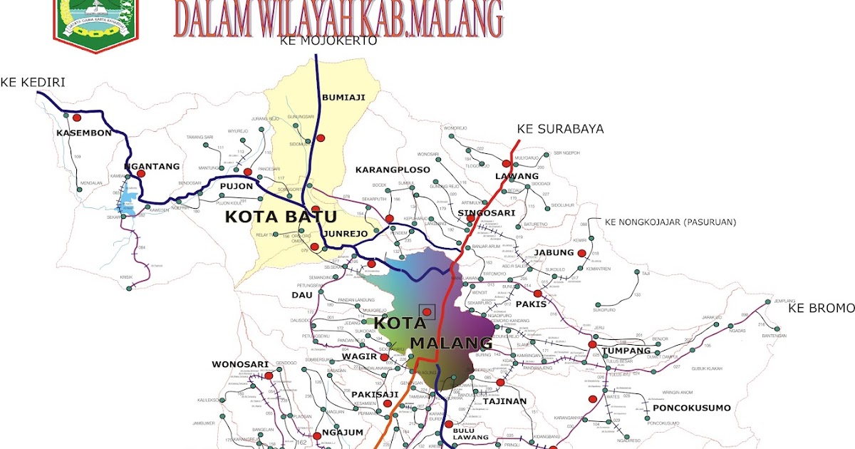 Peta jalan dalam wilayah Kab Malang Dunia Malang