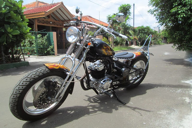 Gambar Modifikasi Honda GL100 Gaya Chopper Terbaru 2014