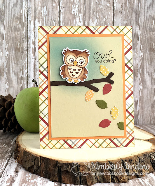 owl card by Kimberly Rendino | Newton's Nook Designs | owl | leaves | autumn | fall | handmade card  | papercraft | stamping | cardmaking | kimpletekreativity.blogspot.com