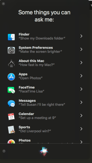 using siri to change mac settings