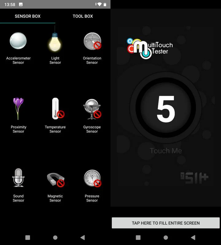 Sensorbox for Android & Multitouch Tester Evercoss Tera S6