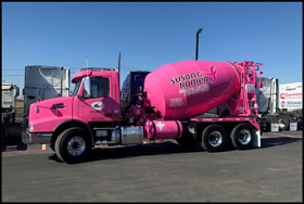 Volvo VHD 300 mixer, part of a fundraising campaign for breast cancer research