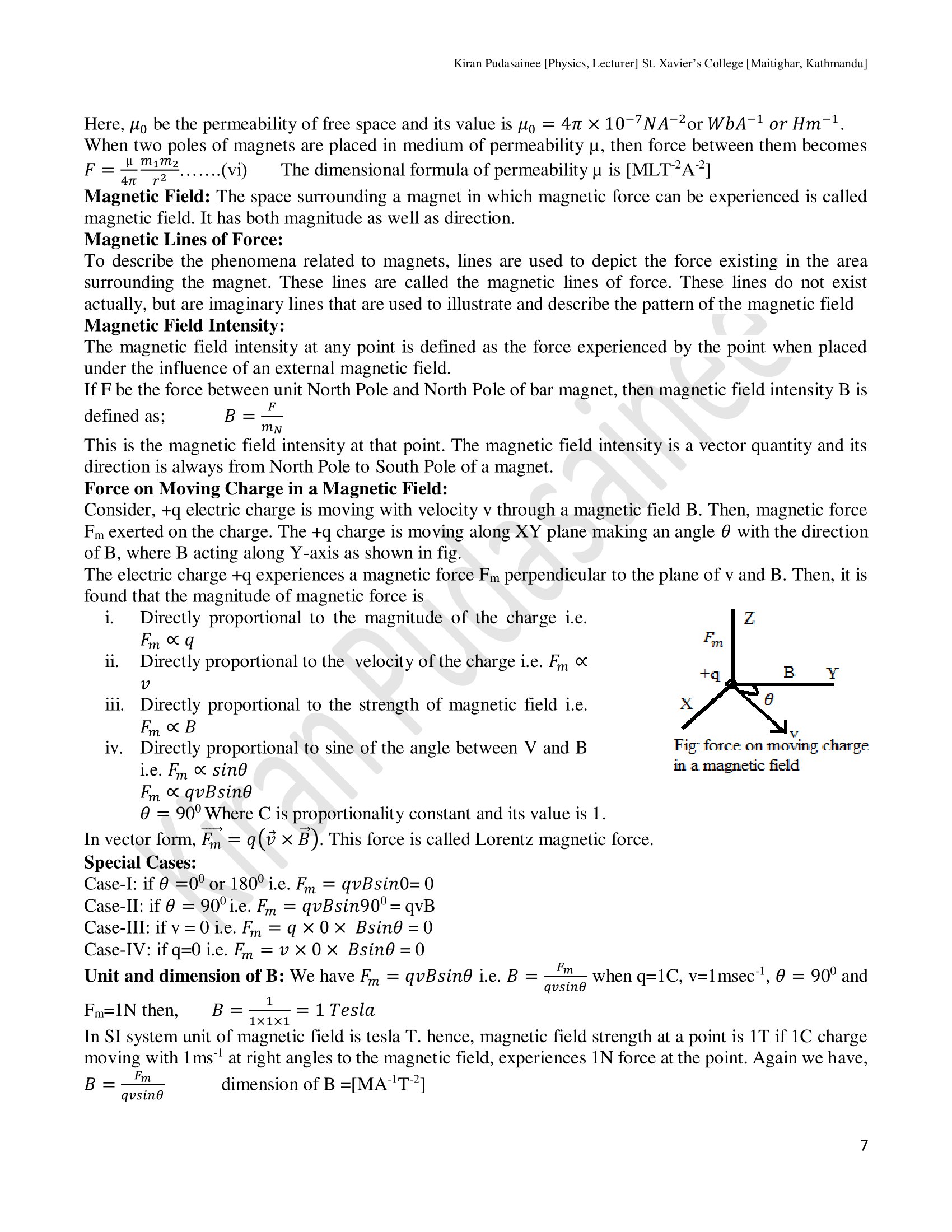 Electrical And Magnetic Field & Potential: B.Sc. CSIT Physics Unit 2 Notes