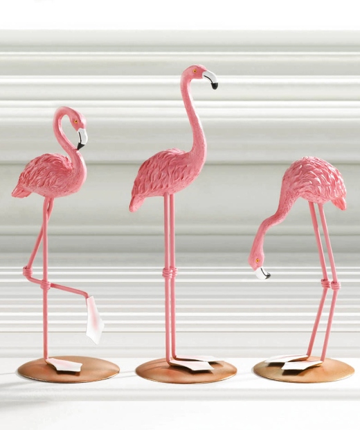 Pink Tabletop Flamingo Sculptures Figurines