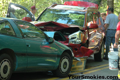 head on collision between a van and a car has closed the Little River Road in both directions just west of the Elkmont campgrounds in the Great Smoky Mountains National Park