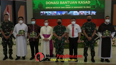 Kasad Beri Donasi Bantuan Gereja GMIM dan Katolik Di Manado