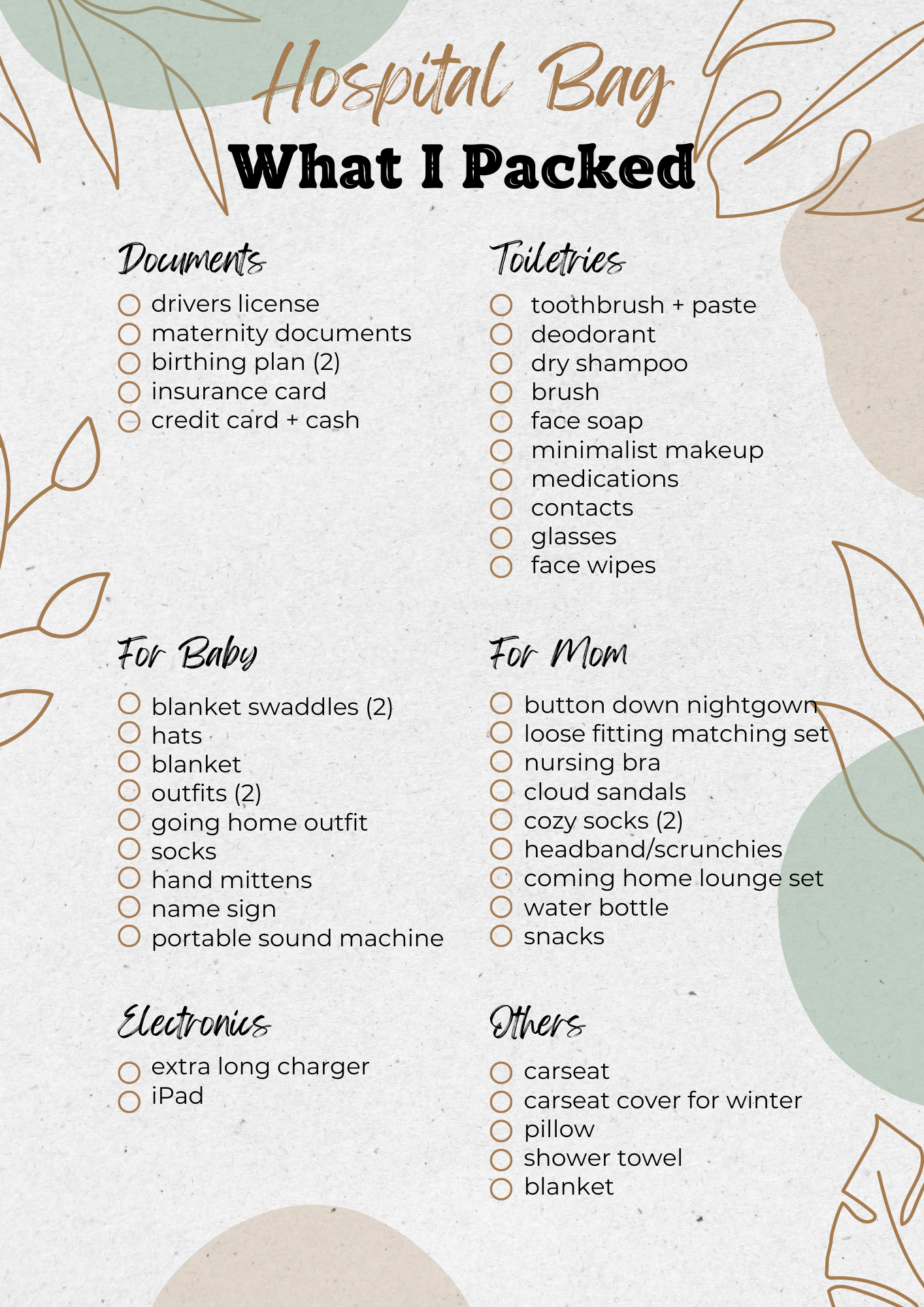 Minimalist Hospital Bag Checklist For Mom And Baby