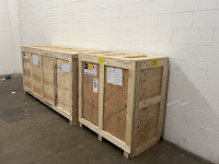 The crated artwork arrives in Italy.