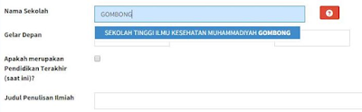 Mengisi Riwayat Pendidikan nama sekolah di PUPNS