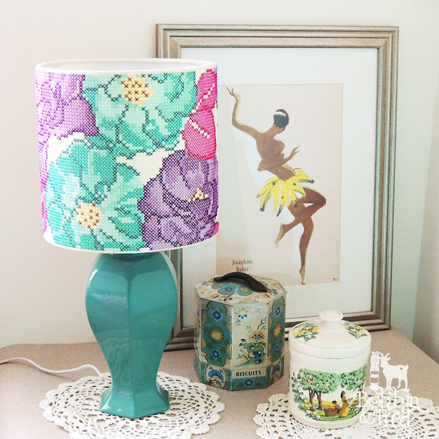 Cross stitch rose design lampshade luxury home decor