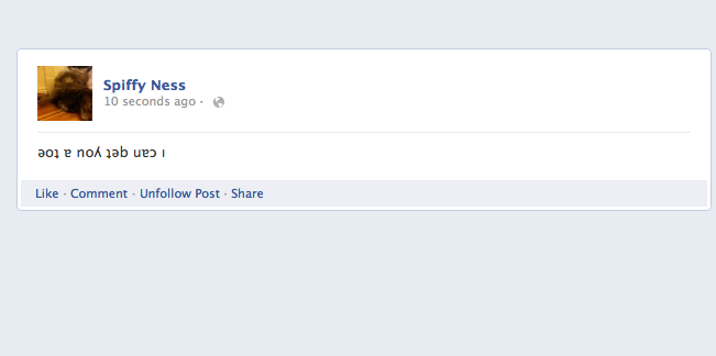 Write upside down Facebook posts