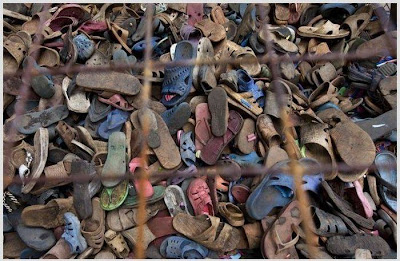 What will these old shoes become after the recycling?