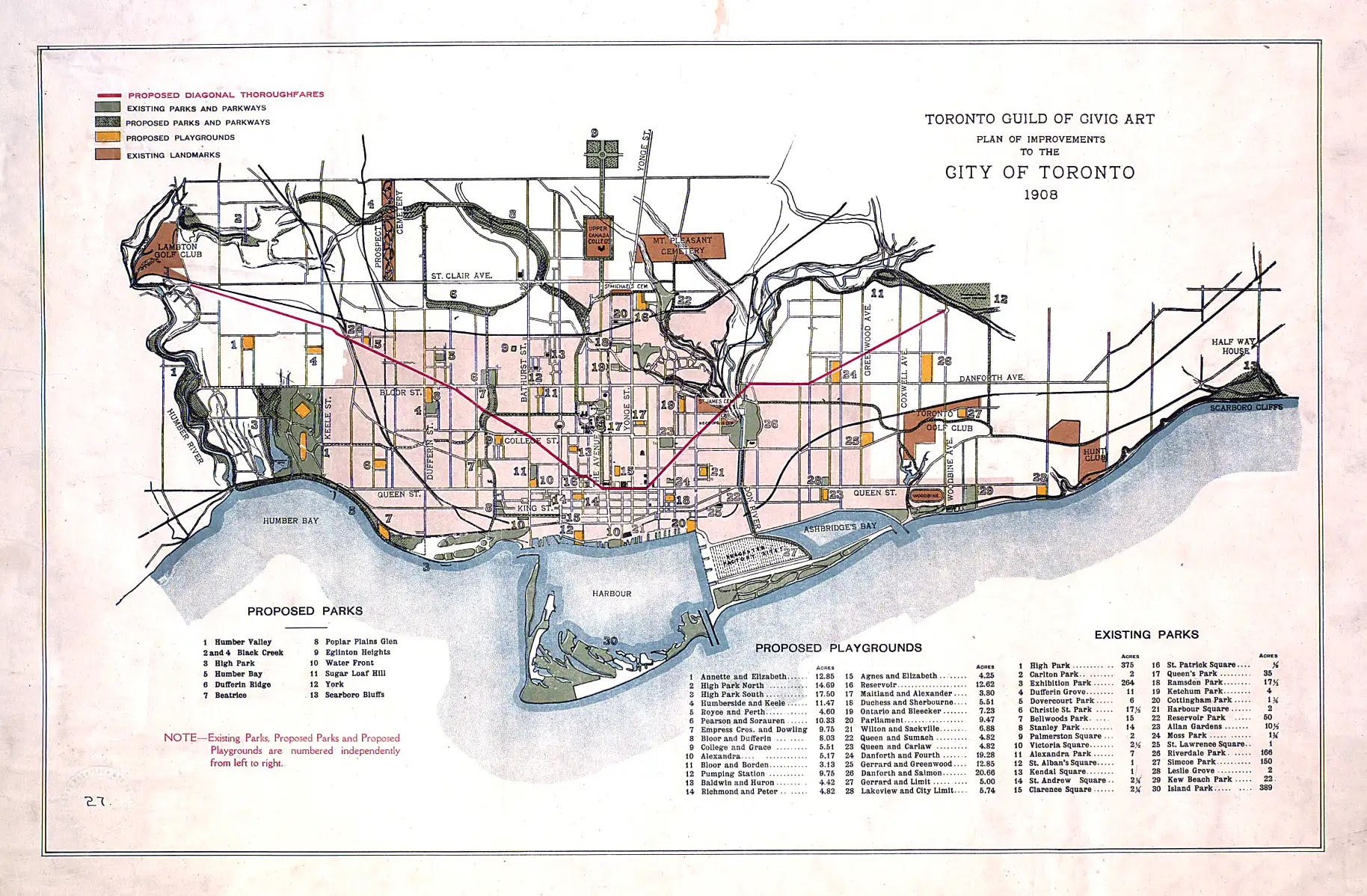 Toronto Guild of Givig Art. Plan of improvements to the City of Toronto, 1908